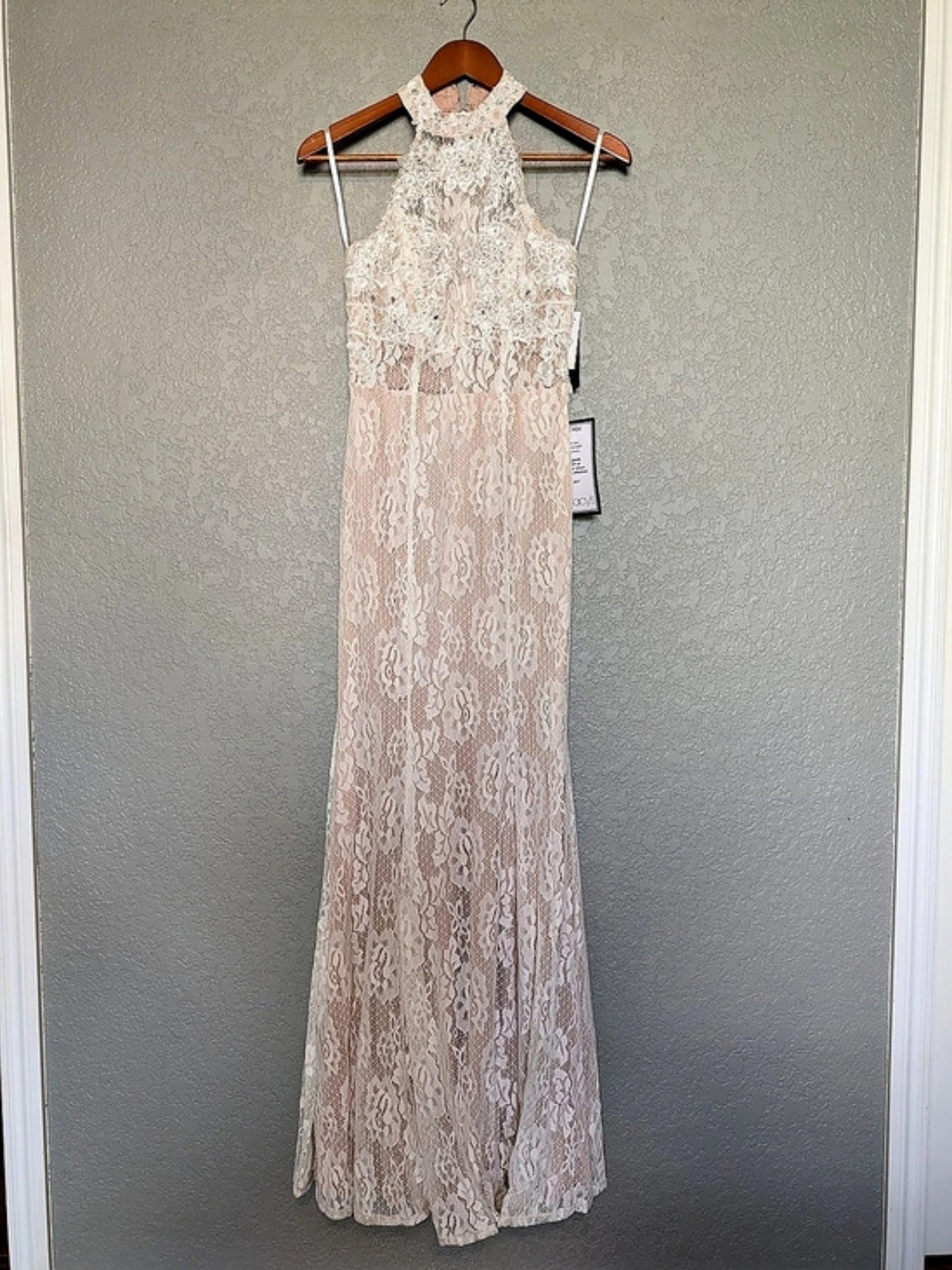 NWT City Studios Ivory Lace Embellished Maxi Gown Dress Size 1 Juniors